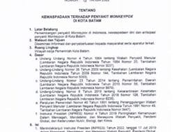 Wali Kota Batam Keluarkan Surat Edaran Tentang Cacar Monyet, Simak Isinya