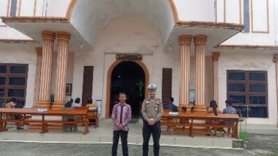 Kegiatan Rutin Polres Nias Amankan Jalannya Kebaktian Ibadah Minggu
