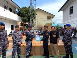 Lanal Tarempa Serahkan 223 Bal Rokok Ilegal Senilai Rp1,7 Miliar ke Bea Cukai