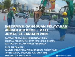 Perbaikan Kebocoran Pipa di Depan Perumahan Taman Duta Mas, ABH Informasikan Area Terdampak