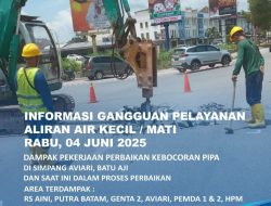 ABH Perbaiki Kebocoran Pipa di Simpang Aviari Batu Aji, Ini Area Terdampak