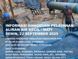 Perbaikan Kebocoran Pipa di Jalur Buana Vista-Bandara Sedang Berlangsung