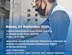 Gangguan Aliran Listrik di Tangki Ozon Bukit Senyum, Berikut Area Terdampak