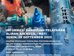 ABH Laksanakan Pekerjaan Terencana Penyambungan Pipa di Depan Sekolah Mondial Sadai