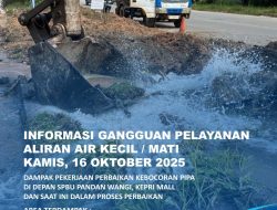 ABH Informasikan Dampak Pekerjaan Perbaikan Kebocoran Pipa di Depan SPBU Pandan Wangi Kepri Mall