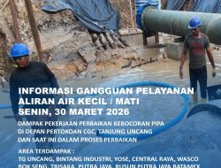 ABH Informasikan Perbaikan Kebocoran Gasket Plange Adaptor di Depan Pertokoan CGC Tanjung Uncang